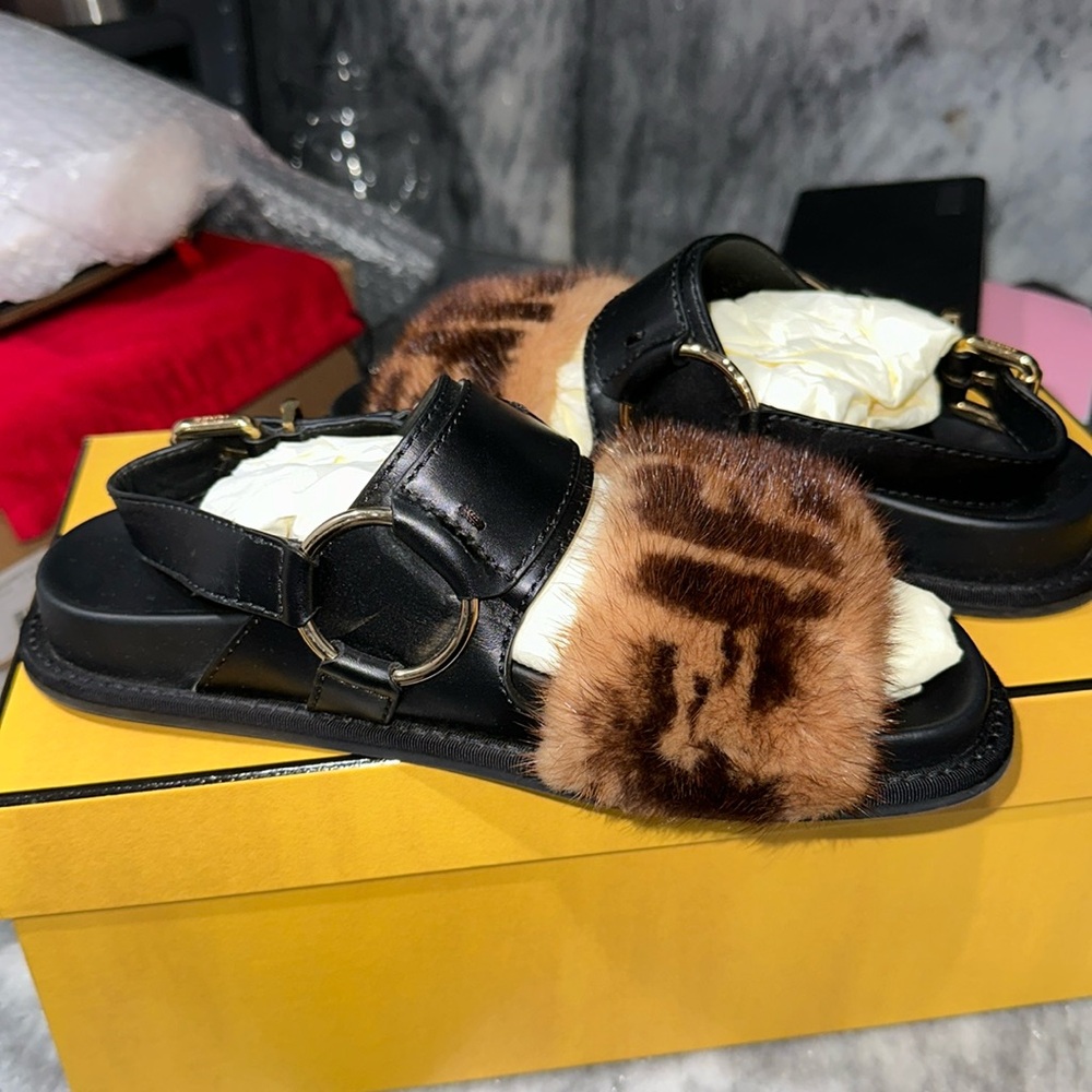 Used Fendi Mink Fur Sandals